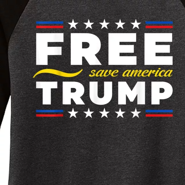 Free Trump, Free Donald Trump 2024 Women's Tri-Blend 3/4-Sleeve Raglan Shirt