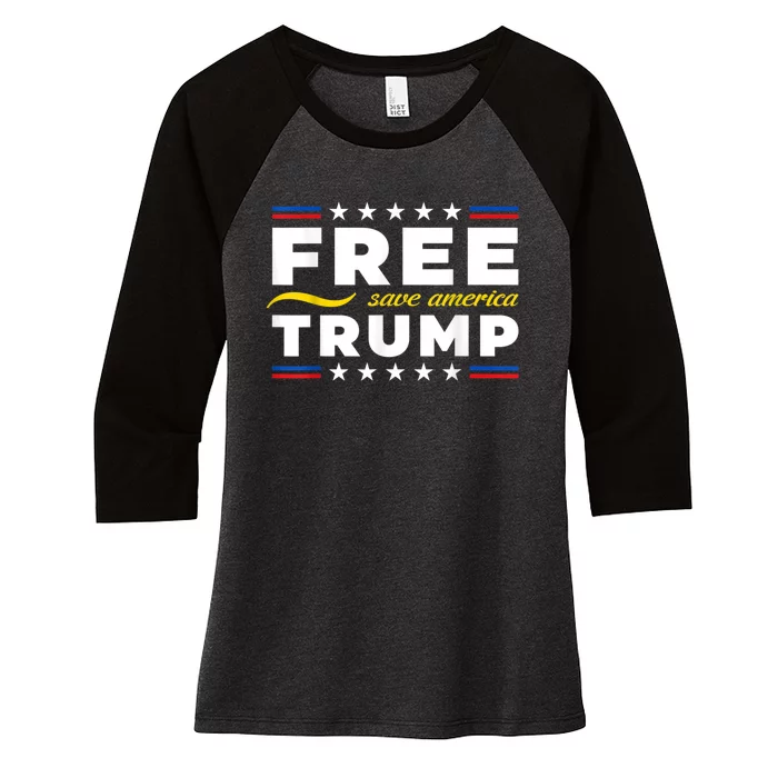 Free Trump, Free Donald Trump 2024 Women's Tri-Blend 3/4-Sleeve Raglan Shirt