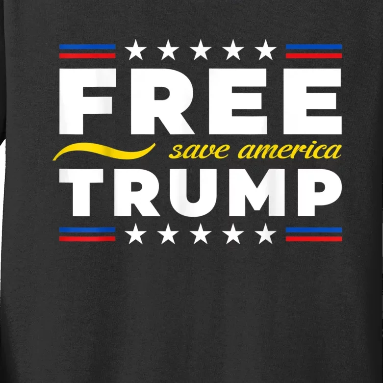 Free Trump, Free Donald Trump 2024 Kids Long Sleeve Shirt