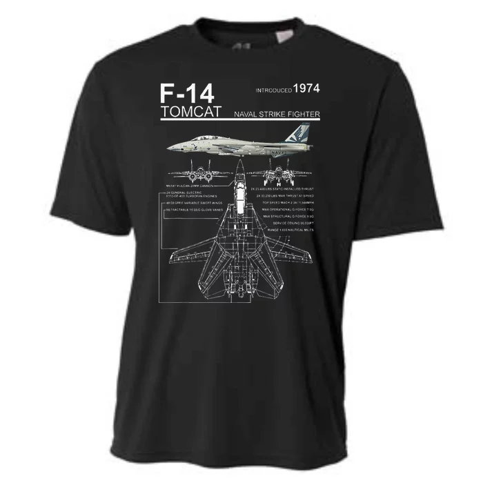 F14 Tomcat Fighter Jet Diagram Cooling Performance Crew T-Shirt