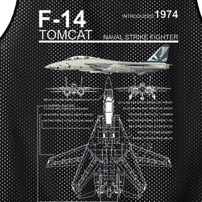 F14 Tomcat Fighter Jet Diagram Mesh Reversible Basketball Jersey Tank