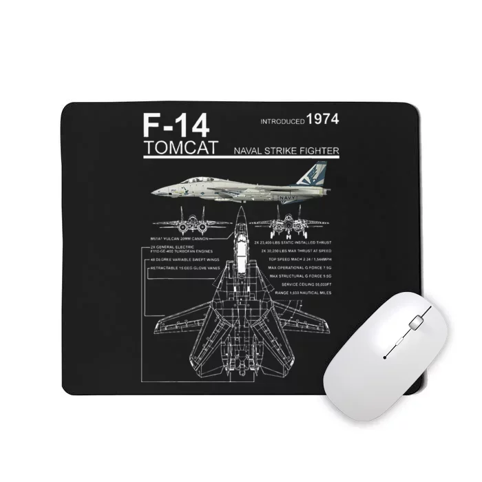 F14 Tomcat Fighter Jet Diagram Mousepad