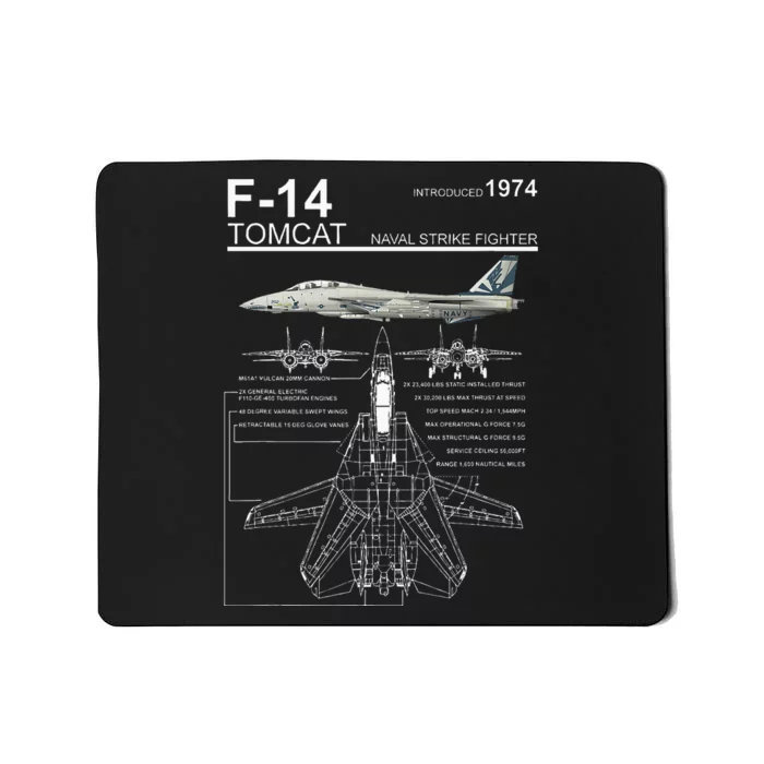 F14 Tomcat Fighter Jet Diagram Mousepad