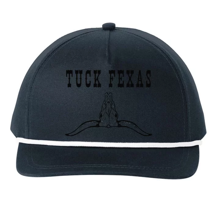 Funny Tuck Fexas Vintage Horns Down Snapback Five-Panel Rope Hat