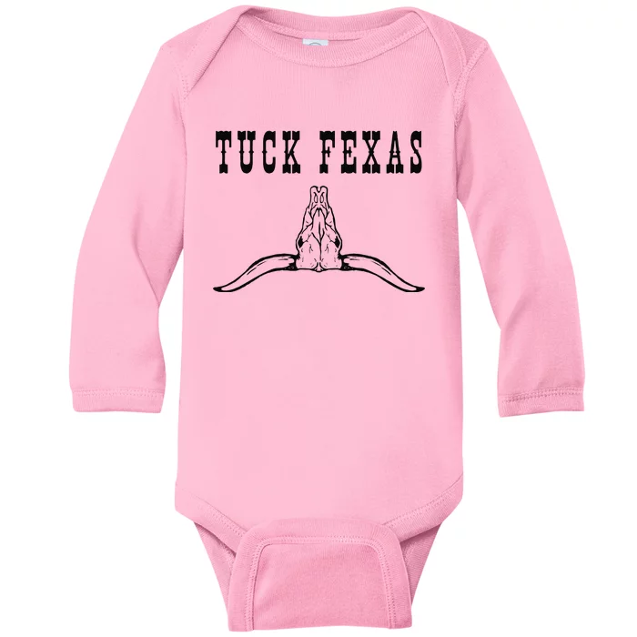 Funny Tuck Fexas Vintage Horns Down Baby Long Sleeve Bodysuit