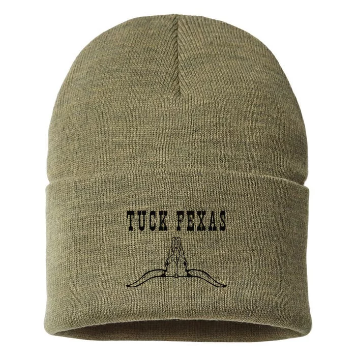 Funny Tuck Fexas Vintage Horns Down Sustainable Knit Beanie