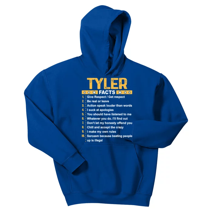 Funny Tyler Facts Gift Tyler First Name Gift Kids Hoodie