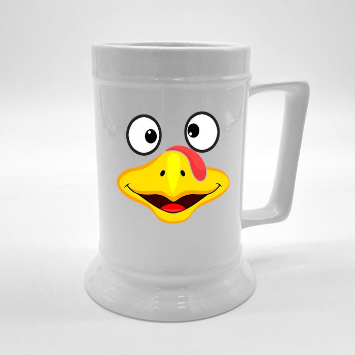 Funny Turkey Face Thanksgiving Costume   Turkey Front & Back Beer Stein