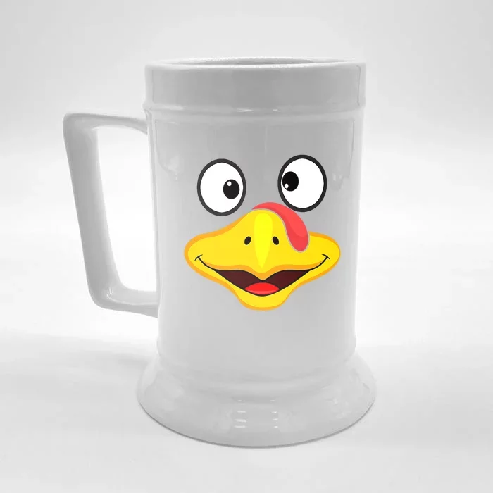 Funny Turkey Face Thanksgiving Costume   Turkey Front & Back Beer Stein