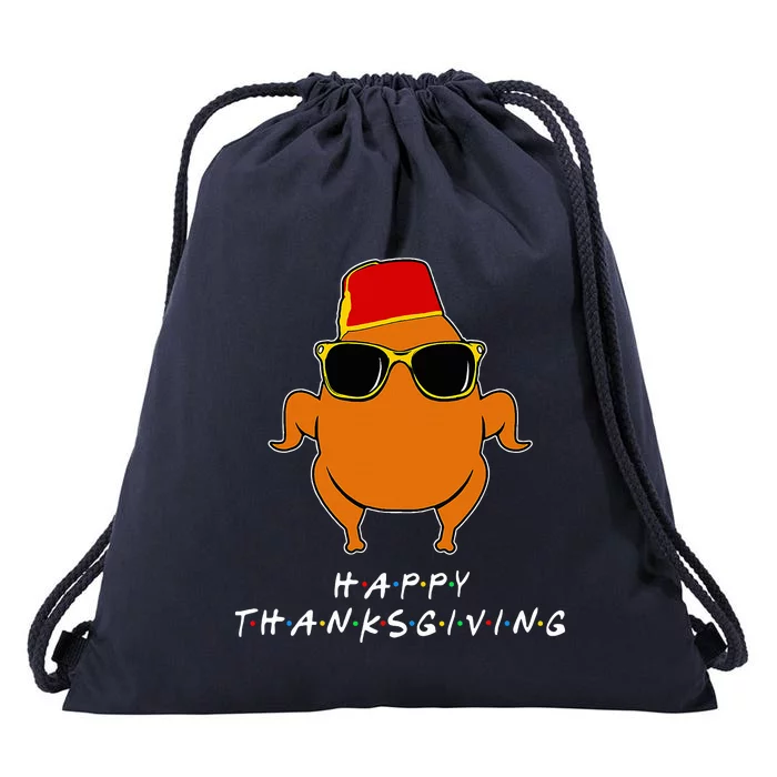 Funny Thanksgiving Friends Turkey Drawstring Bag