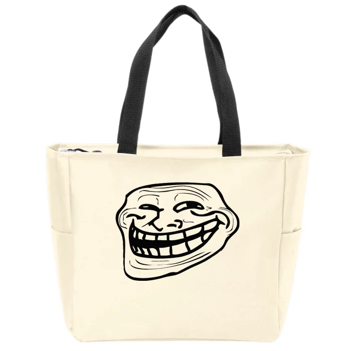 Funny Troll Face Nerd Geek Zip Tote Bag