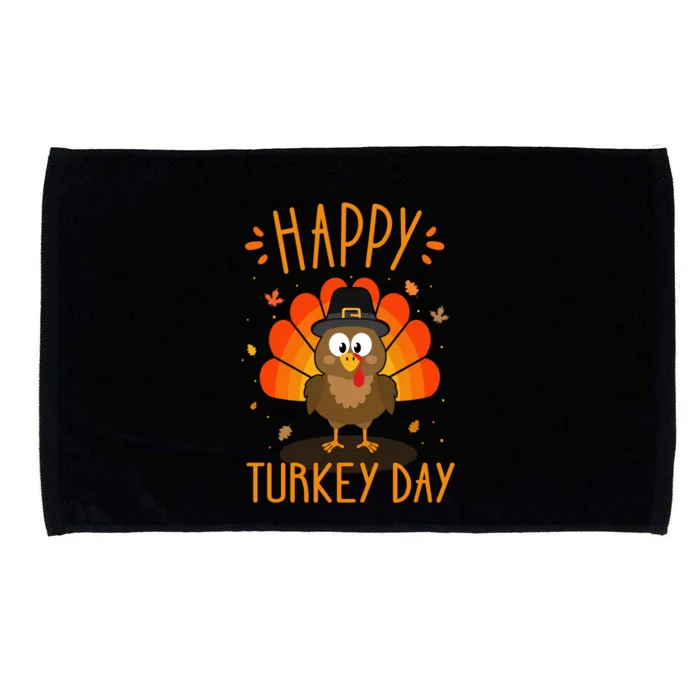 Funny Thanksgiving Family Dinner With Happy Turkey Day Microfiber Hand Towel