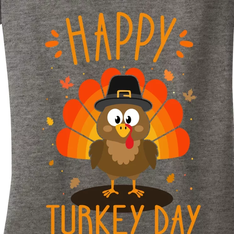 Funny Thanksgiving Family Dinner With Happy Turkey Day Women's V-Neck T-Shirt