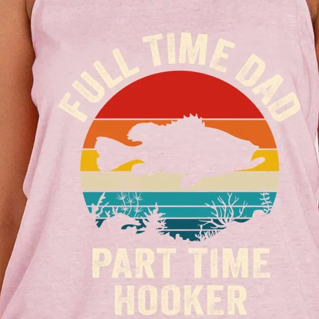 Full Time Fishing Dad Gift Women's Knotted Racerback Tank