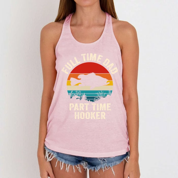 Full Time Fishing Dad Gift Women's Knotted Racerback Tank