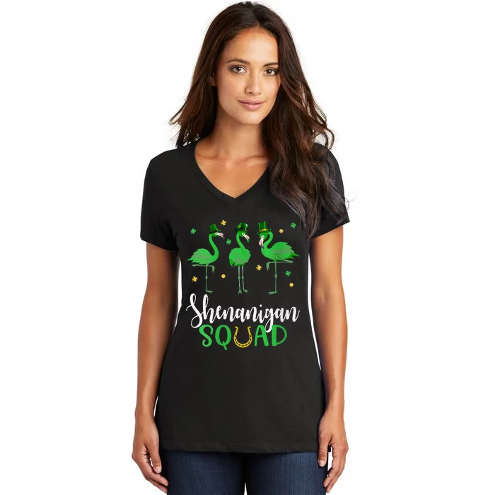 Flamingo Tees For WoSt Patricks Day Shenanigan Squad Women's V-Neck T-Shirt