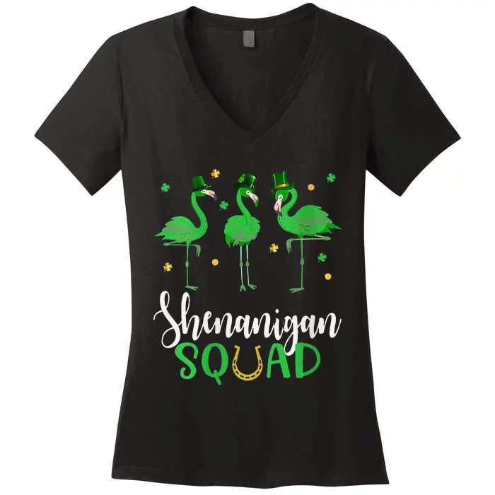 Flamingo Tees For WoSt Patricks Day Shenanigan Squad Women's V-Neck T-Shirt