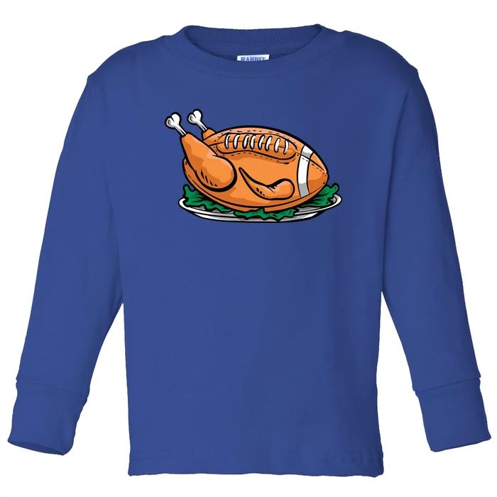 Funny Turkey Football Cool Thanksgiving Football Cute Gift Toddler Long Sleeve Shirt