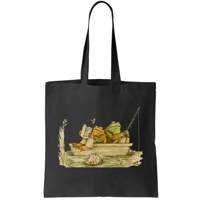 Frog Toad Fishing Vintage Classic Book Frog Reading Book Tote Bag