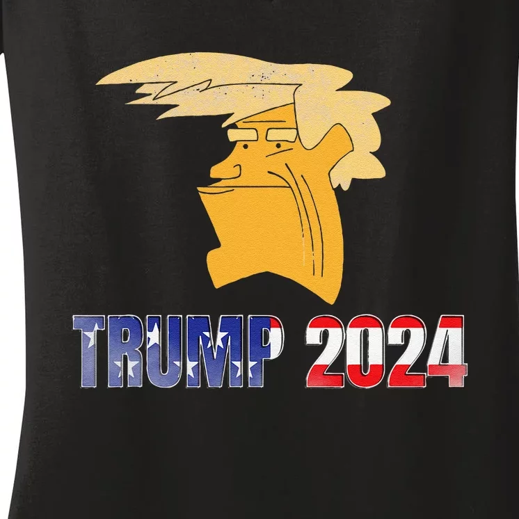 Funny Trump Face Meme Trump 2024trump Merchandise. Women's V-Neck T-Shirt