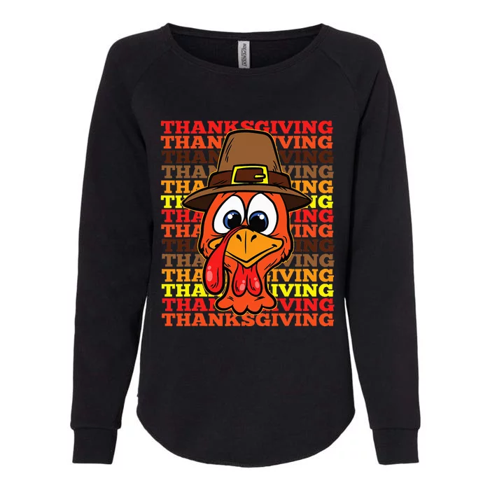 Funny Turkey Face Thanksgiving Day Fall Autumn Womens California Wash Sweatshirt