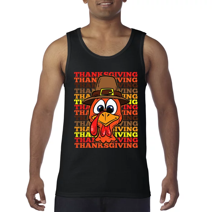 Funny Turkey Face Thanksgiving Day Fall Autumn Tank Top