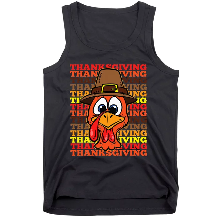 Funny Turkey Face Thanksgiving Day Fall Autumn Tank Top