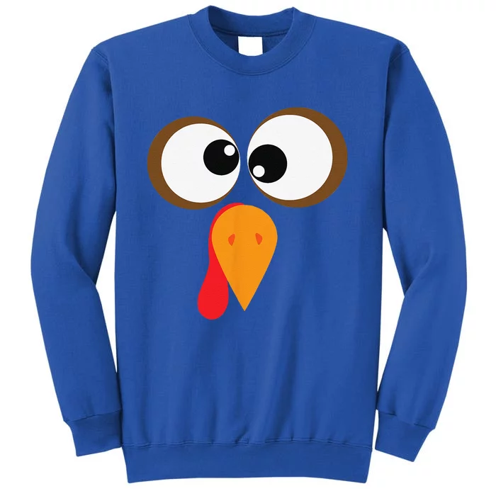 Funny Turkey Family Thanksgiving Turkey Face Friendsgiving Tall Sweatshirt