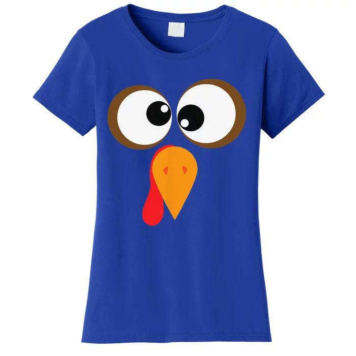 Funny Turkey Family Thanksgiving Turkey Face Friendsgiving Women's T-Shirt