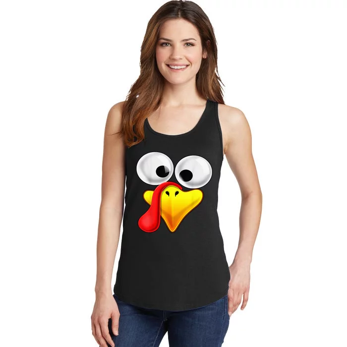 Funny Turkey Family Thanksgiving Turkey Face Friendsgiving Ladies Essential Tank