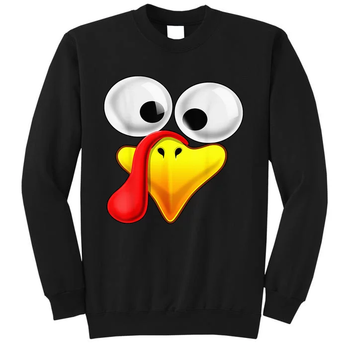 Funny Turkey Family Thanksgiving Turkey Face Friendsgiving Tall Sweatshirt