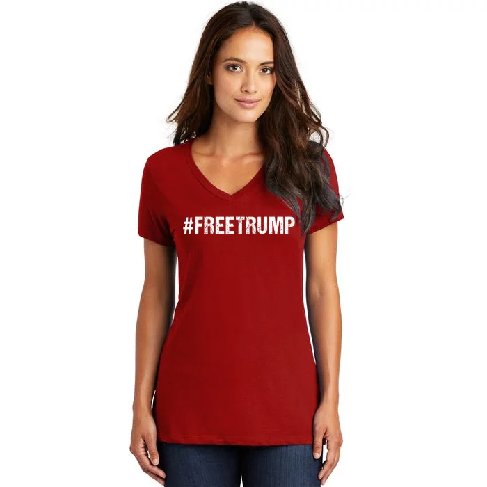 Free Trump Free Donald Trump 2024 #Freetrump Women's V-Neck T-Shirt