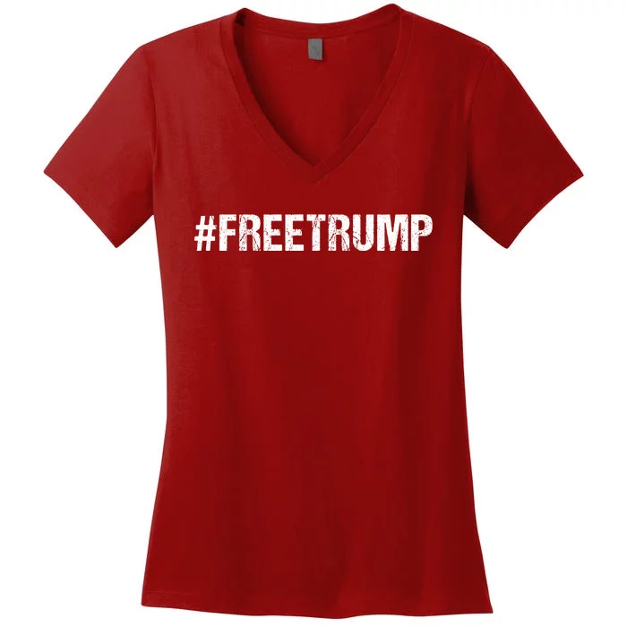 Free Trump Free Donald Trump 2024 #Freetrump Women's V-Neck T-Shirt