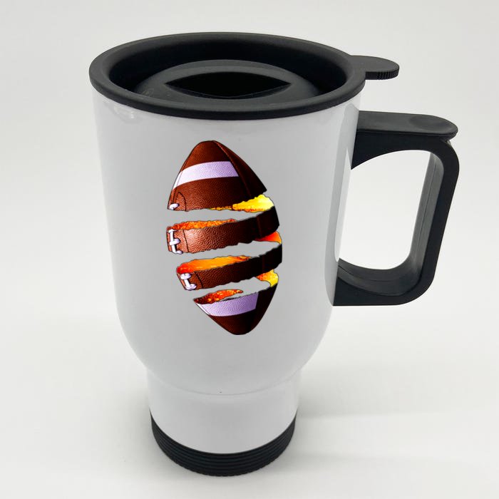 Football Tear Front & Back Stainless Steel Travel Mug