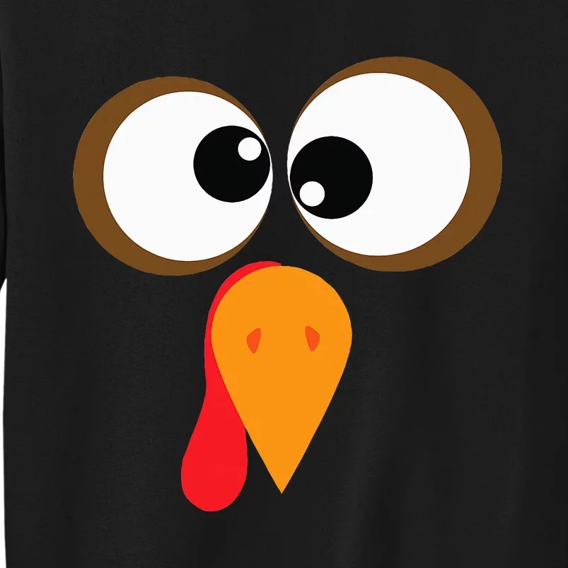 Funny Turkey Family Thanksgiving Turkey Face Friendsgiving Tall Sweatshirt