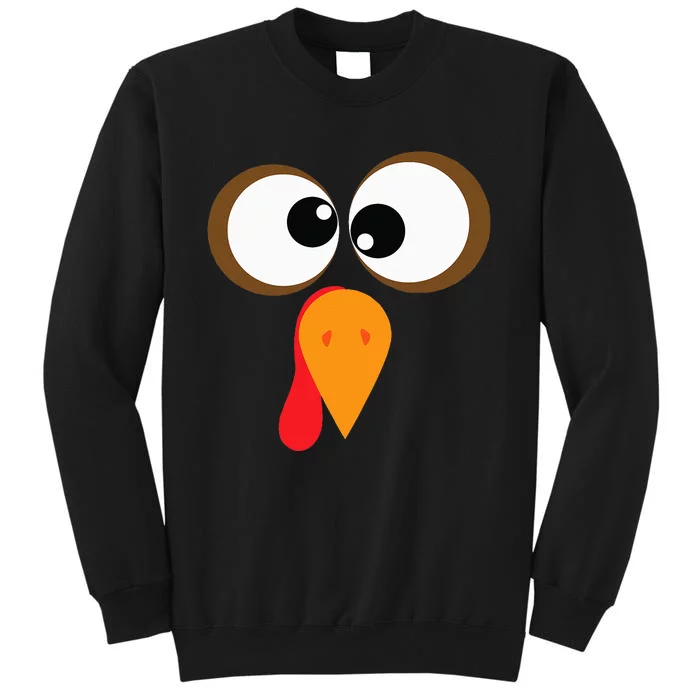 Funny Turkey Family Thanksgiving Turkey Face Friendsgiving Tall Sweatshirt