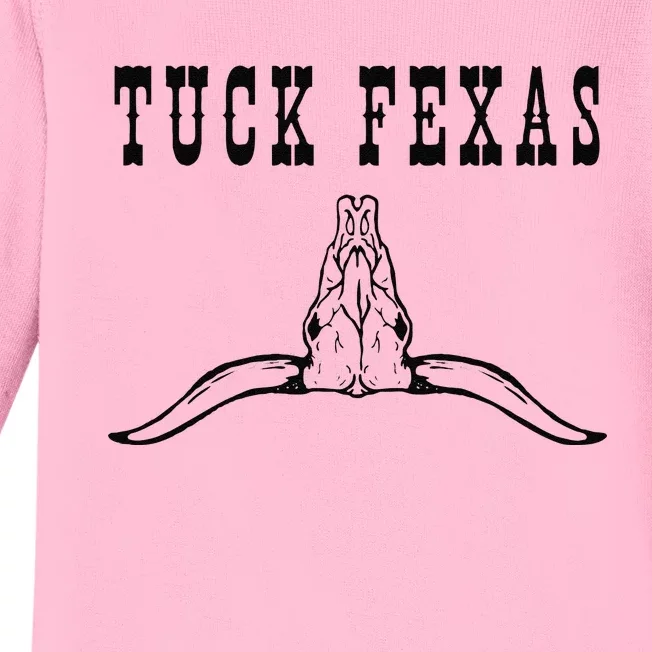 Funny Tuck Fexas Vintage Horns Down Baby Long Sleeve Bodysuit