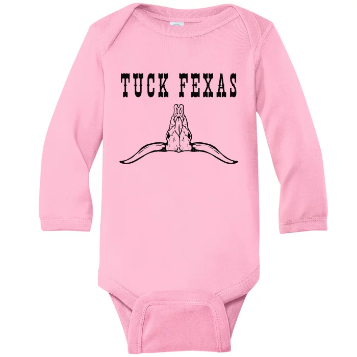 Funny Tuck Fexas Vintage Horns Down Baby Long Sleeve Bodysuit