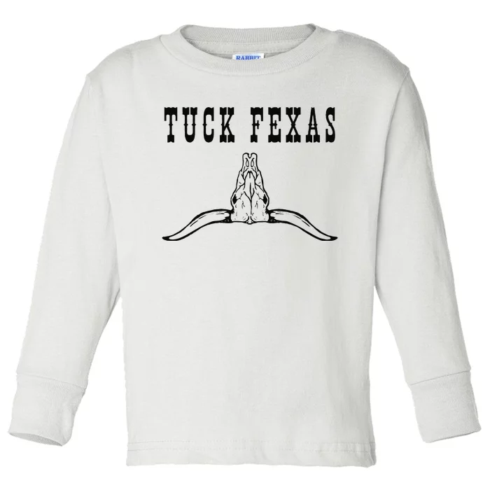 Funny Tuck Fexas Vintage Horns Down Toddler Long Sleeve Shirt