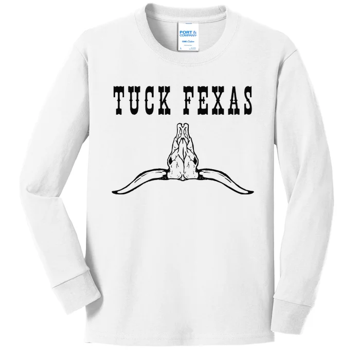 Funny Tuck Fexas Vintage Horns Down Kids Long Sleeve Shirt