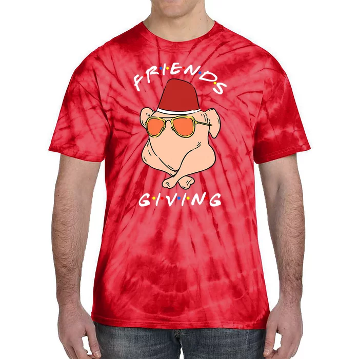 Funny Thanksgiving Friendsgiving Cool Turkey Wearing Sunglasses Tie-Dye T-Shirt