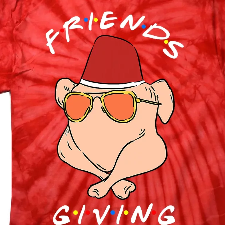 Funny Thanksgiving Friendsgiving Cool Turkey Wearing Sunglasses Tie-Dye T-Shirt