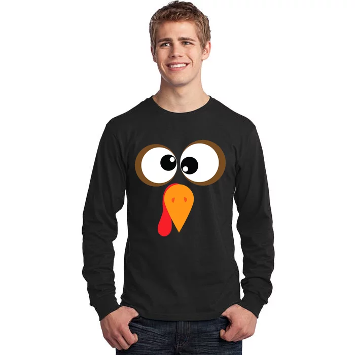 Funny Turkey Face Thanksgiving Idea Trending Gift Tall Long Sleeve T-Shirt