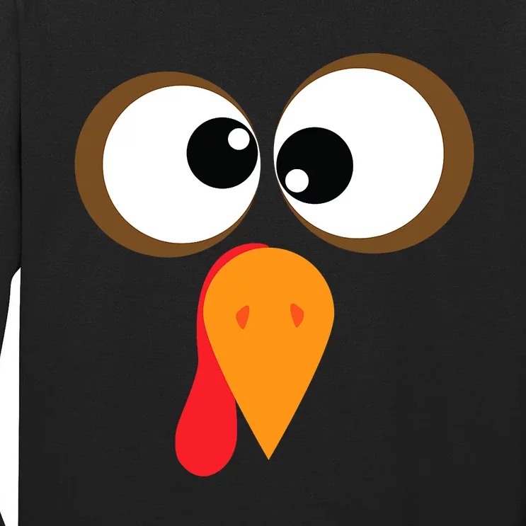 Funny Turkey Face Thanksgiving Idea Trending Gift Tall Long Sleeve T-Shirt