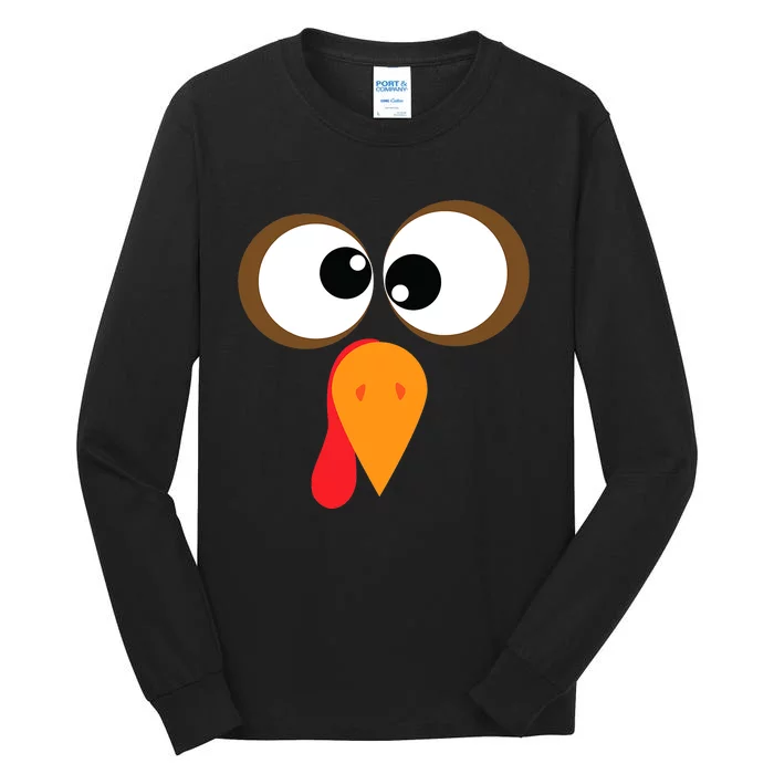 Funny Turkey Face Thanksgiving Idea Trending Gift Tall Long Sleeve T-Shirt