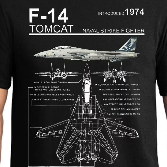 F14 Tomcat Fighter Jet Diagram Pajama Set