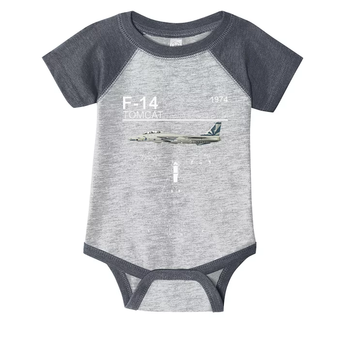 F14 Tomcat Fighter Jet Diagram Infant Baby Jersey Bodysuit