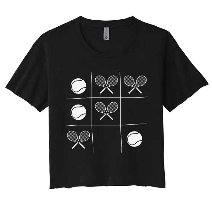 Funny Tennis Gift – Noughts And Crosses Tictactoe Racket Women's Crop Top Tee