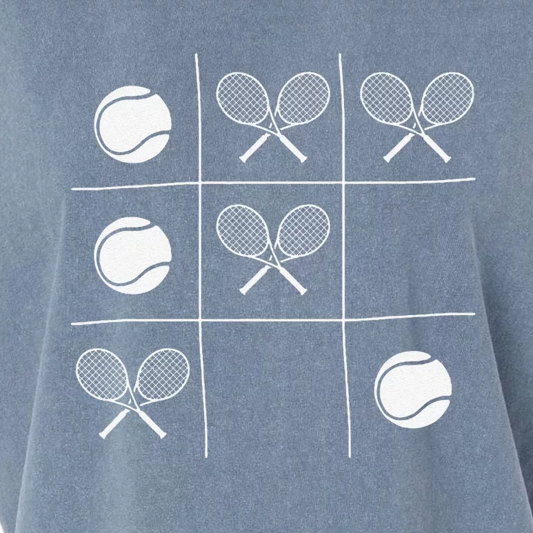 Funny Tennis Gift – Noughts And Crosses Tictactoe Racket Garment-Dyed Women's Muscle Tee