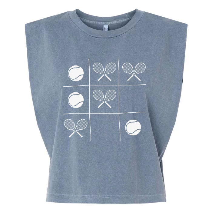 Funny Tennis Gift – Noughts And Crosses Tictactoe Racket Garment-Dyed Women's Muscle Tee